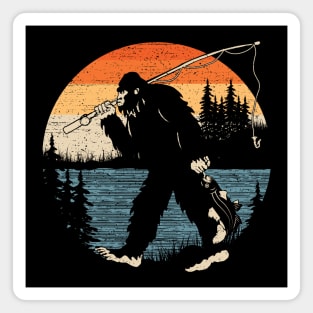 Bigfoot Fishing Sunset Magnet